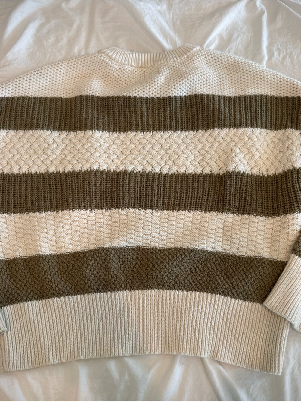 A New Day Chunky Knit Colorblock Sweater | Size Medium | Cozy Neutral Stripes